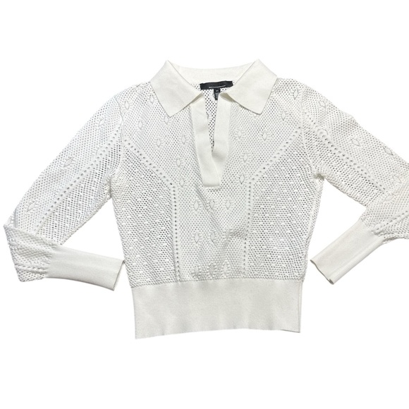 White House Black Market Tops - White Knit Collared Sweater
